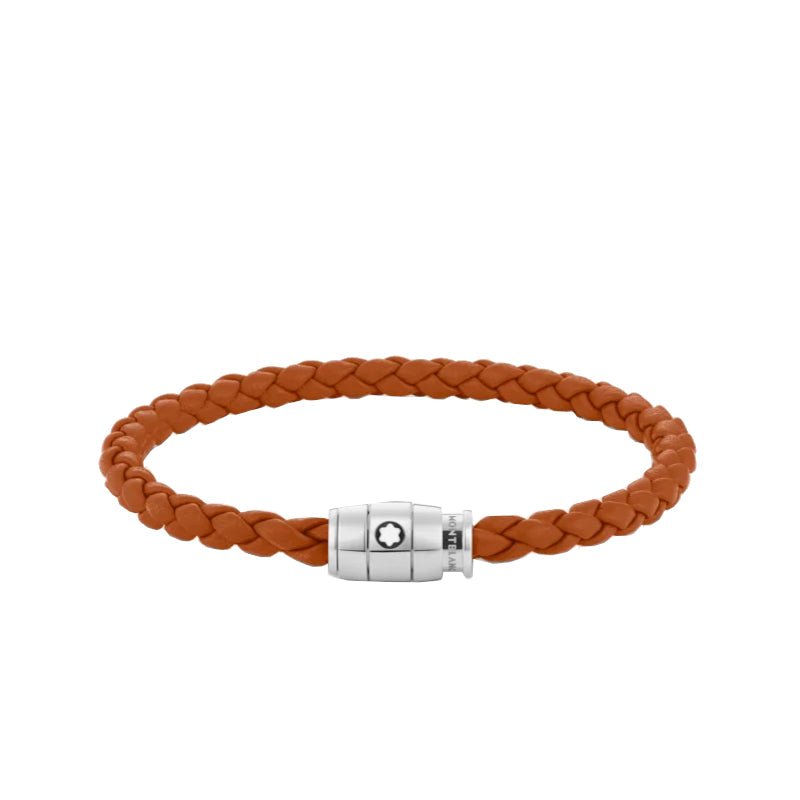 Bracelet hommeMontblancBracelet à 3 anneaux de la collection Montblanc Meisterstück en acier et en cuir rouille