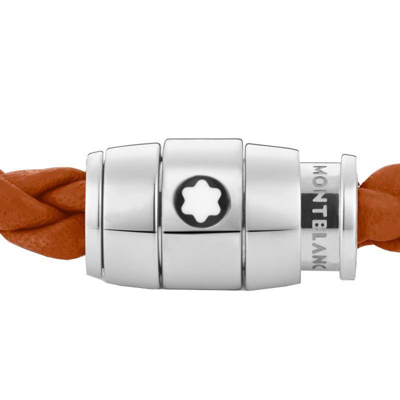 Bracelet hommeMontblancBracelet à 3 anneaux de la collection Montblanc Meisterstück en acier et en cuir rouille