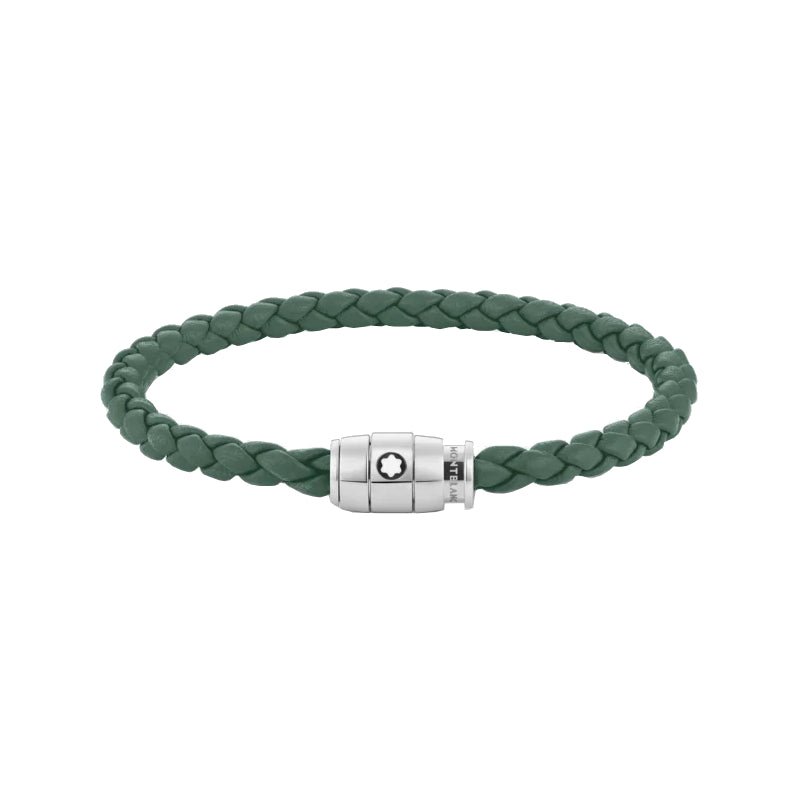 Bracelet hommeMontblancBracelet à 3 anneaux Montblanc de la Collection Meisterstücken acier et cuir, gris d'étainS