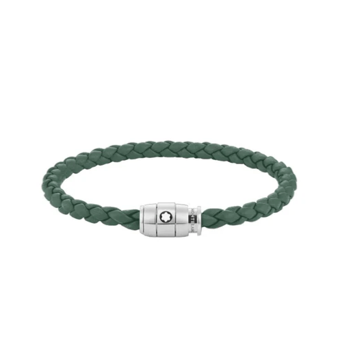 Bracelet hommeMontblancBracelet à 3 anneaux Montblanc de la Collection Meisterstücken acier et cuir, gris d'étainS