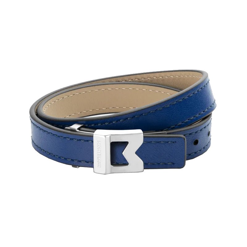 Bracelet hommeMontblancBracelet Montblanc M logo en cuir bleu, taille ajustable