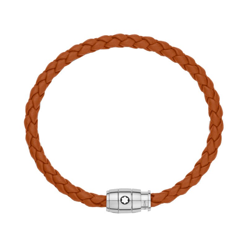 Bracelet hommeMontblancBracelet Montblanc Meisterstück à 3 anneaux en acier et en cuir rouilleS
