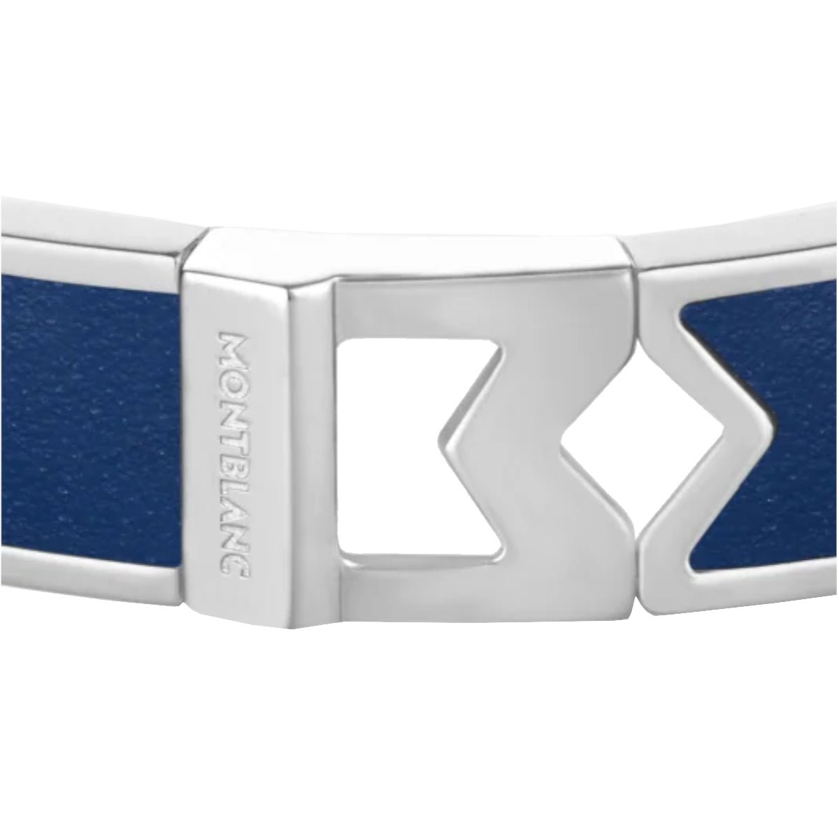 Bracelet hommeMontblancJonc Montblanc M Logo en Acier et Cuir Bleu