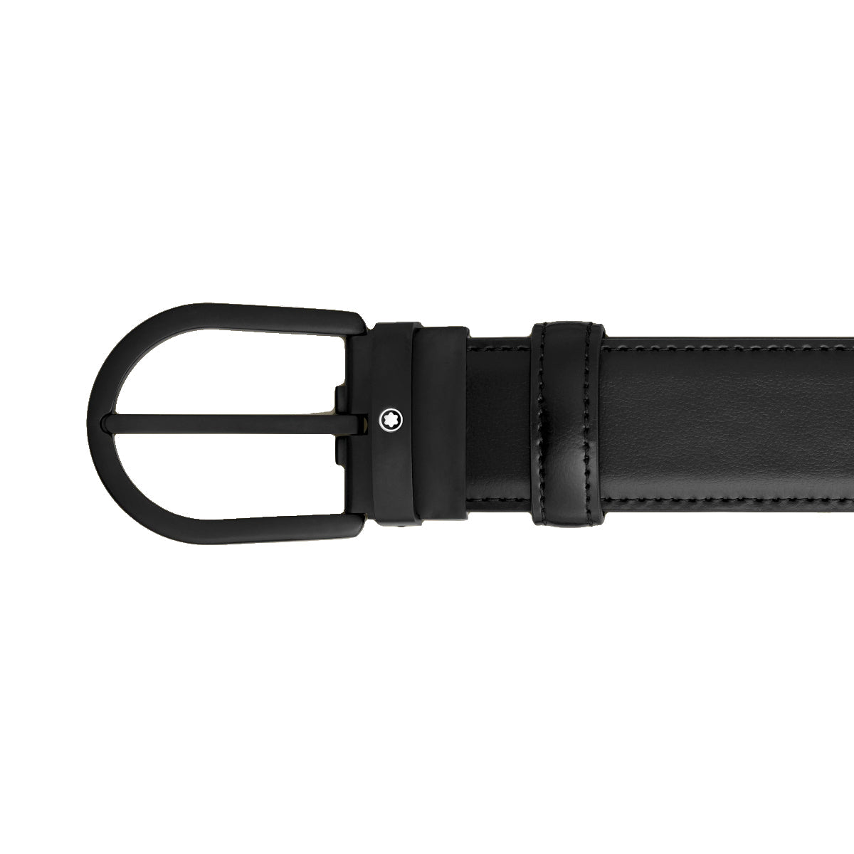 Ceinture hommeMontblancCeinture Montblanc à boucle fer à cheval de 35 mm en cuir noir