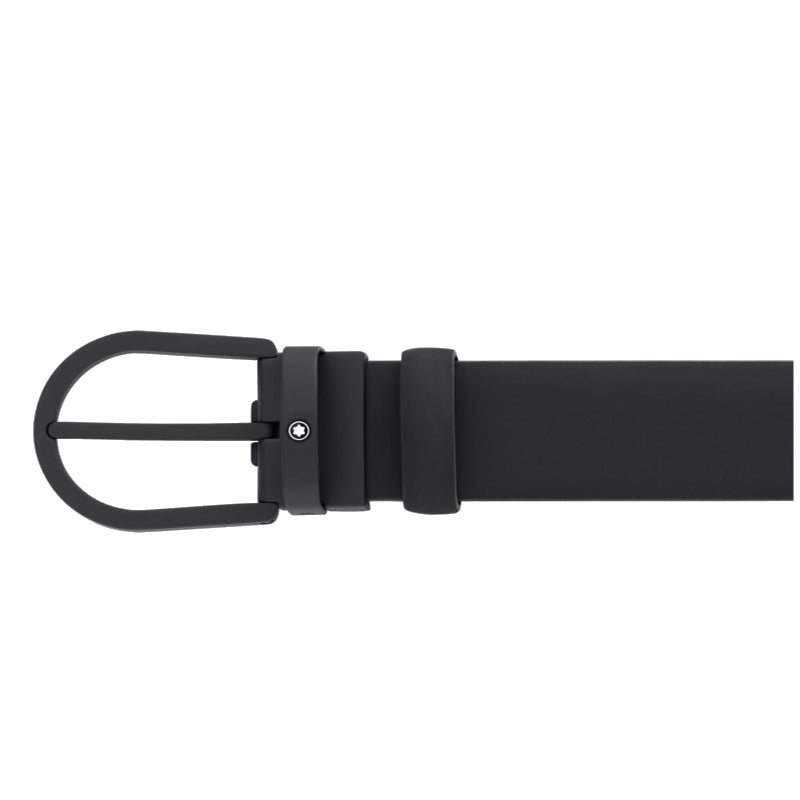 Ceinture hommeMontblancCeinture Montblanc à boucle fer à cheval de 35 mm en cuir noir