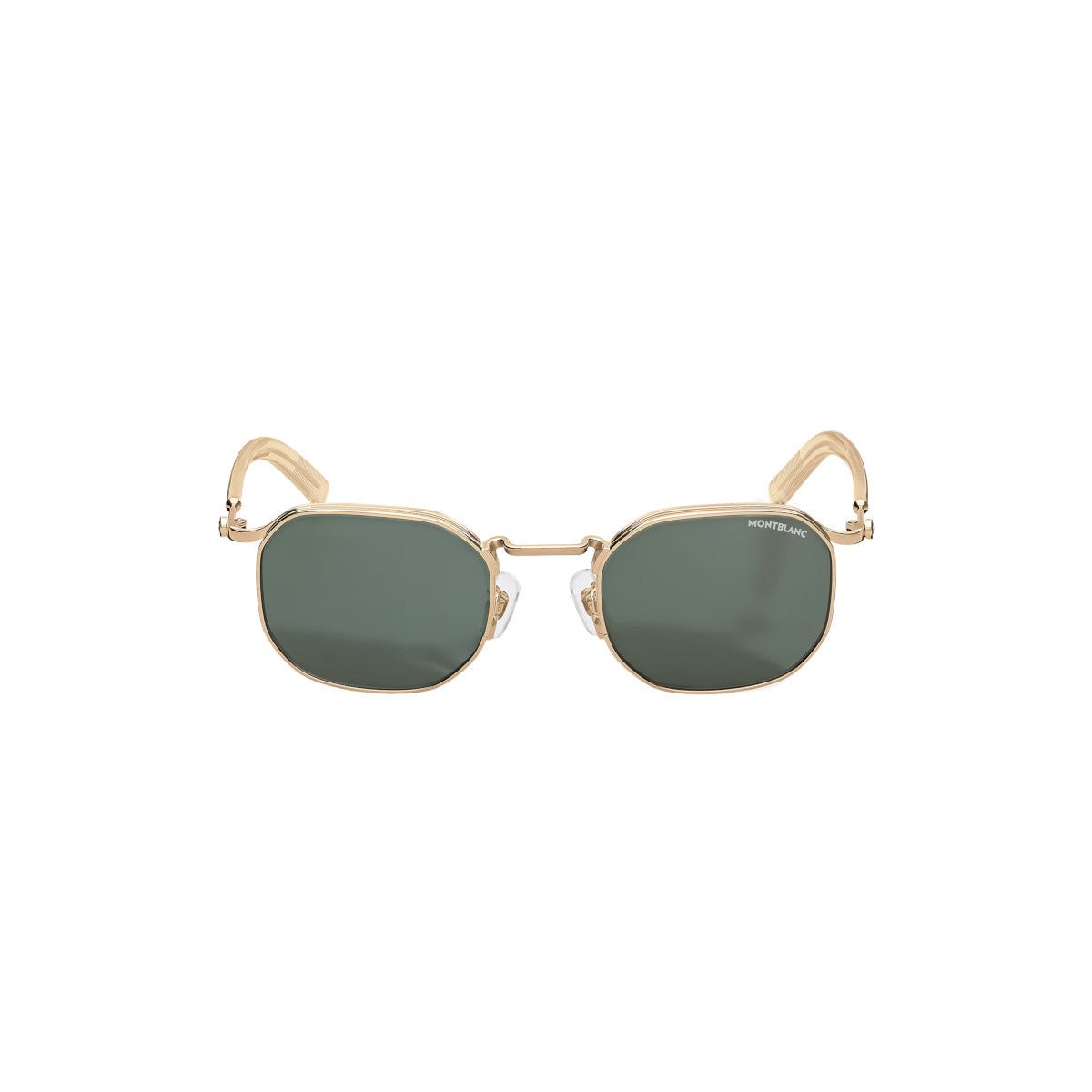 Lunettes de soleilMontblancLunettes de soleil Montblanc carrées à monture métallique dorée