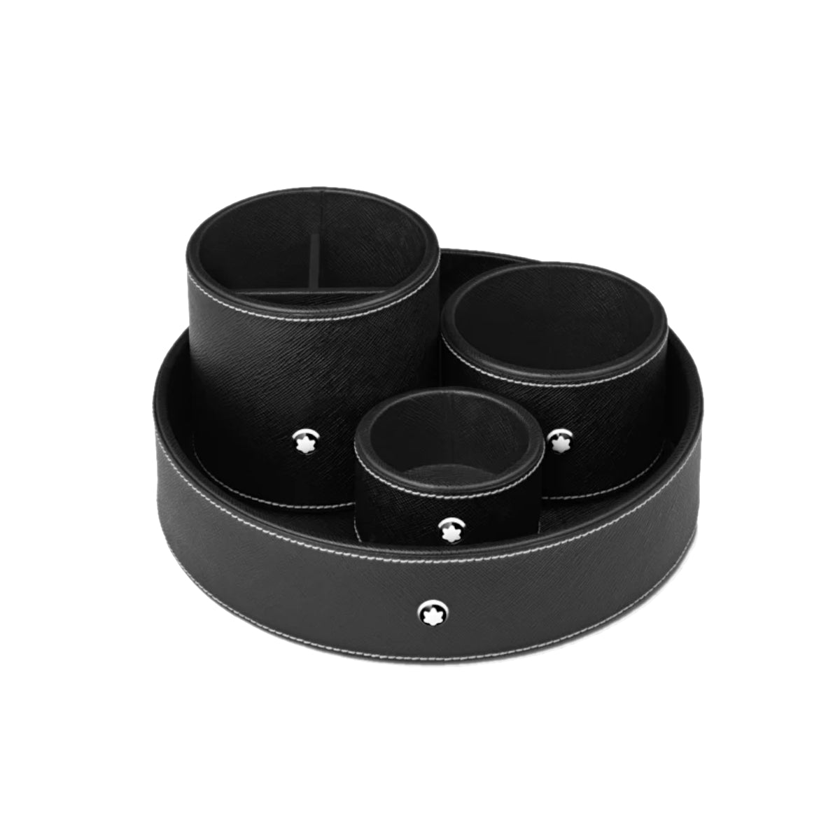 Plateau de bureauMontblancPlateau de bureau rond en cuir noir Montblanc (grand)