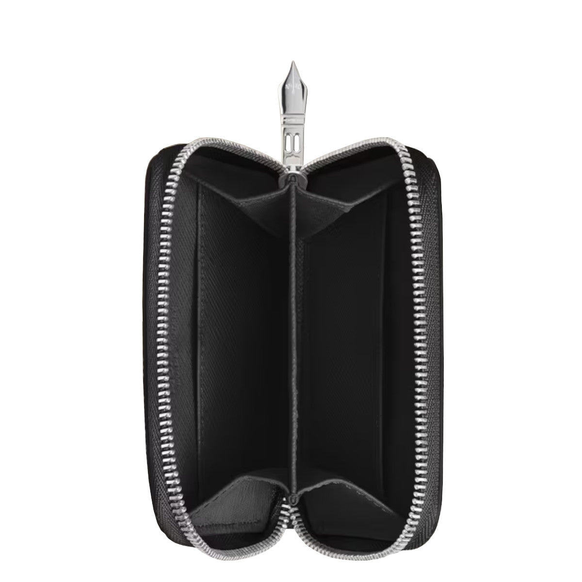 PortefeuilleMontblancMini Montblanc Mini-Portemonnaie mit 2 Kartenfächern, Reißverschluss, aus schwarzem Sartorial-Leder