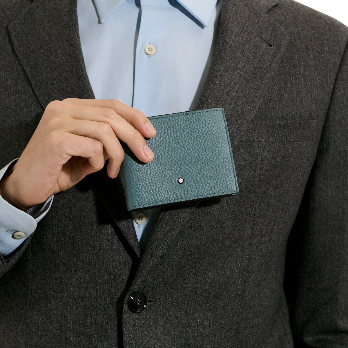 PortefeuilleMontblancPortefeuille 6cc Montblanc Grainé Bleu