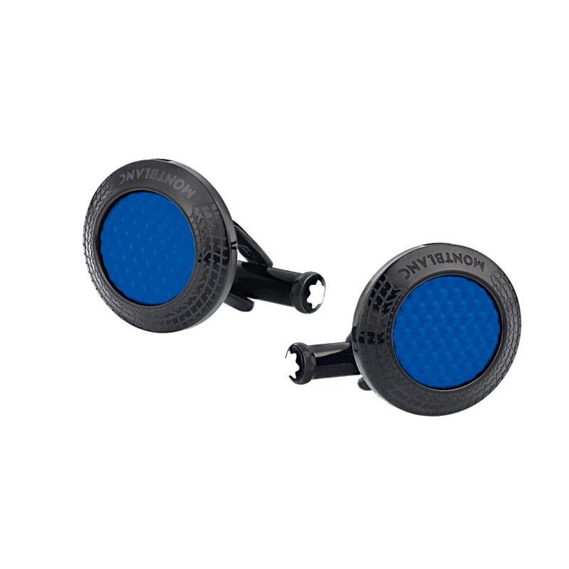 Boutons de manchetteMontblancBoutons de manchette Montblanc Meisterstück Great Masters Pirelli en acier laqué bleu