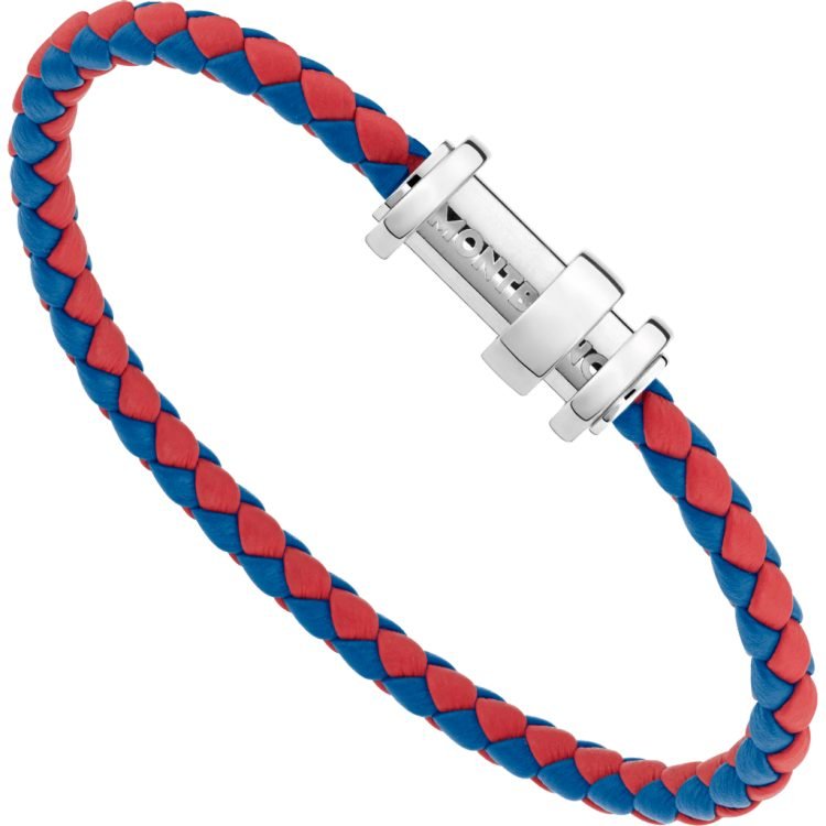 Bracelet hommeMontblancBracelet Montblanc homme en cuir rouge/bleu tressé avec fermoir magnétiqueM