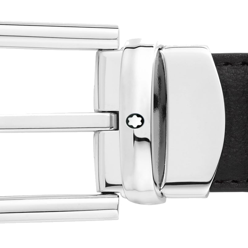 CeintureMontblancCeinture réversible à boucle fer à cheval de 30 mm en cuir noir/bordeaux