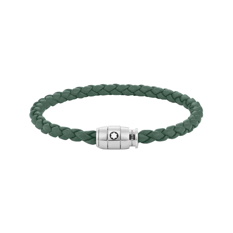 Bracelet à 3 anneaux Montblanc de la Collection Meisterstücken acier et cuir, gris d'étain