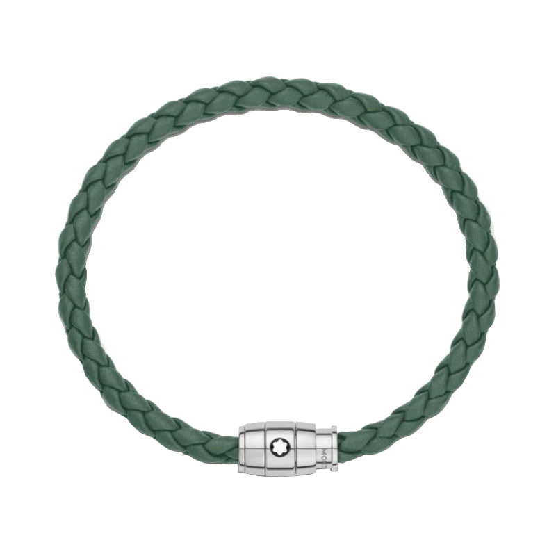 Bracelet à 3 anneaux Montblanc de la Collection Meisterstücken acier et cuir, gris d'étain