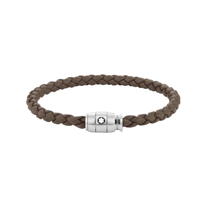 Bracelet à 3 anneaux Montblanc de la Collection Meisterstücken acier et cuir, mastic