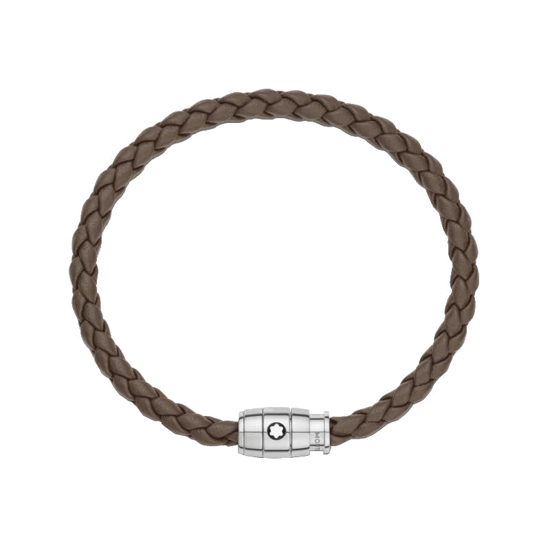 Bracelet à 3 anneaux Montblanc de la Collection Meisterstücken acier et cuir, mastic