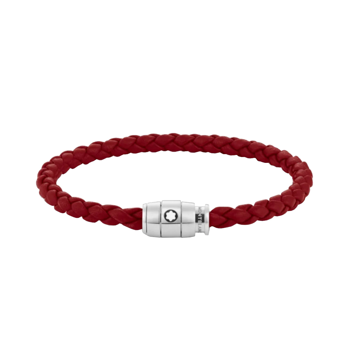 Bracelet à 3 anneaux de la collection Montblanc Meisterstück en acier et en cuir rouge de Falun