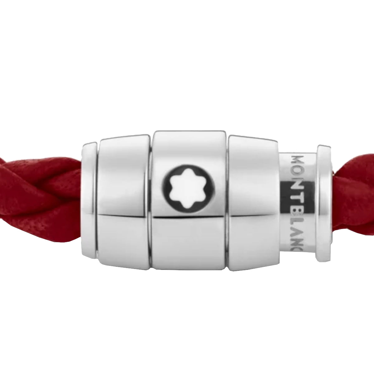 Bracelet à 3 anneaux de la collection Montblanc Meisterstück en acier et en cuir rouge de Falun