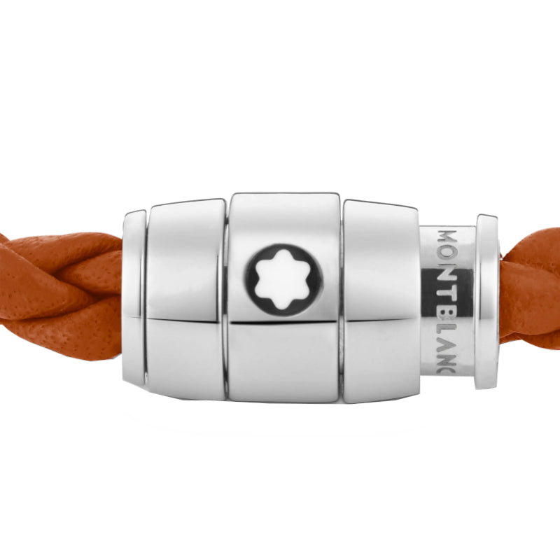 Bracelet à 3 anneaux de la collection Montblanc Meisterstück en acier et en cuir rouille