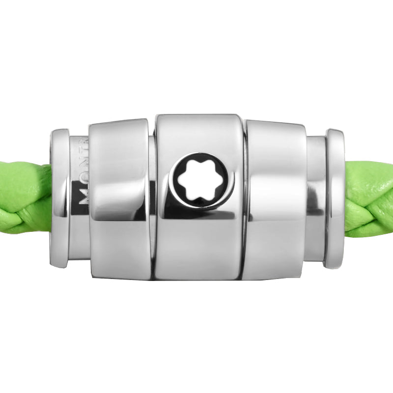 Bracelet acier 3 anneaux Collection Montblanc Meisterstück en cuir vert citron