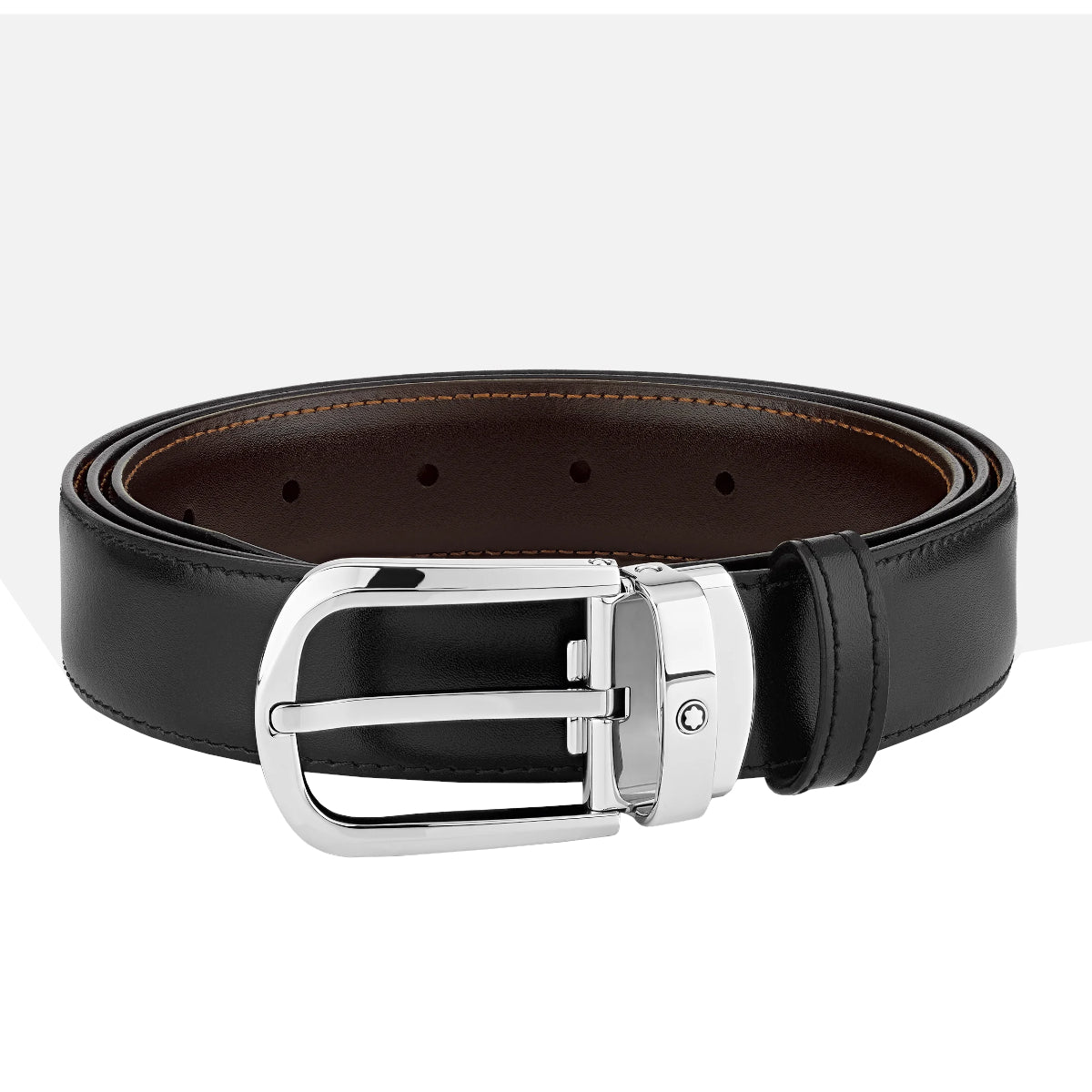 Ceinture réversible à boucle fer à cheval de 30 mm en cuir noir/marron