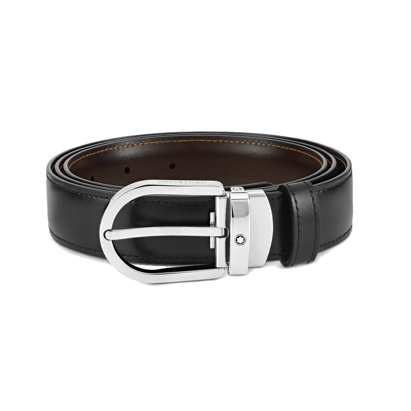 Ceinture réversible à boucle fer à cheval de 30 mm en cuir noir/marron