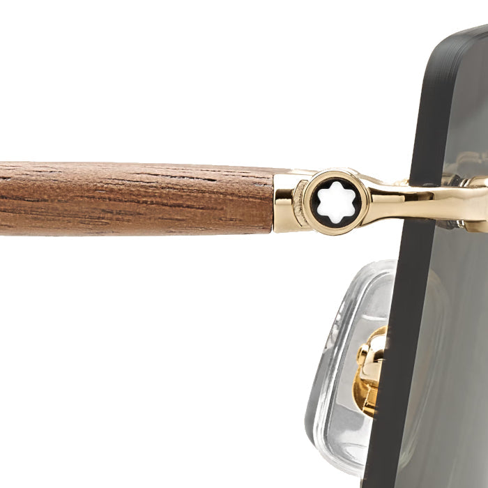 Lunettes de soleil Montblanc carrées à monture métallique dorée