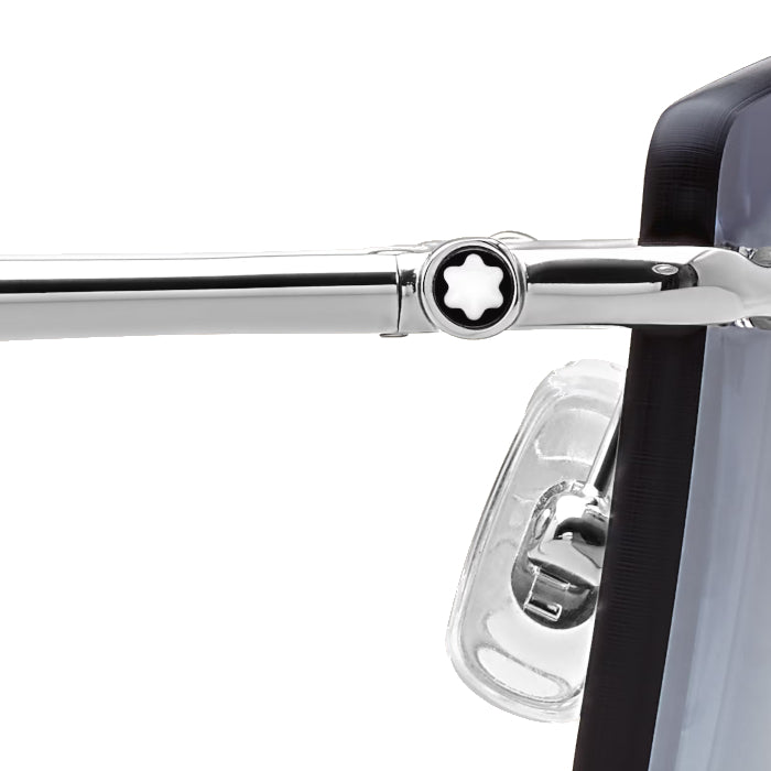 Lunettes de soleil Montblanc rectangulaires à monture métallique argentée