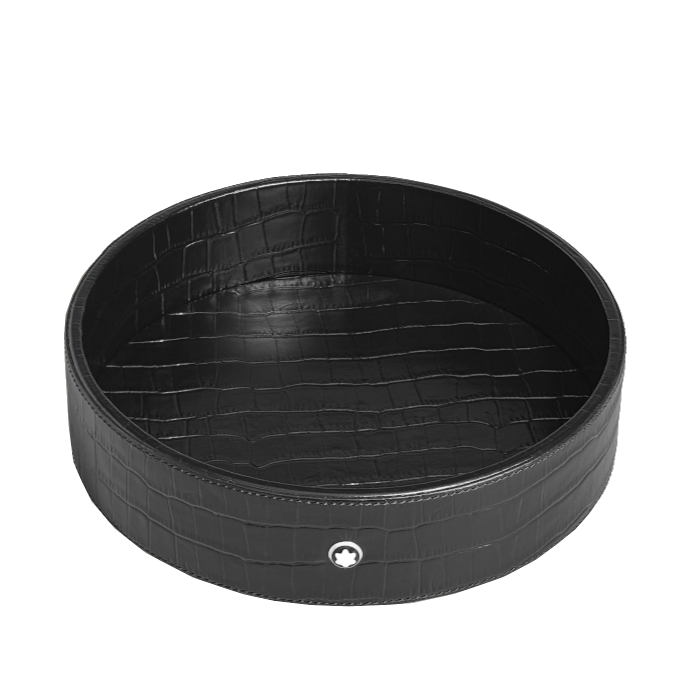 Accessoire de bureauMontblancGrand plateau de bureau Montblanc rond en cuir embossé croco