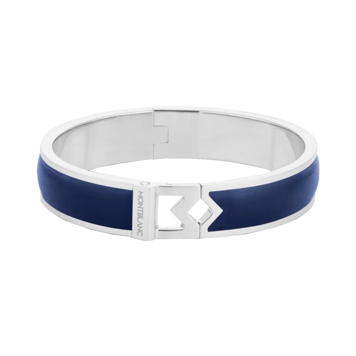 Bracelet hommeMontblancJonc Montblanc M Logo en Acier et Cuir Bleu