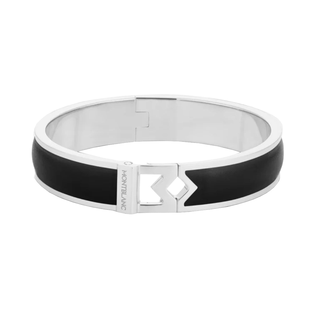 Bracelet hommeMontblancJonc Montblanc M Logo en Acier et Cuir Noir