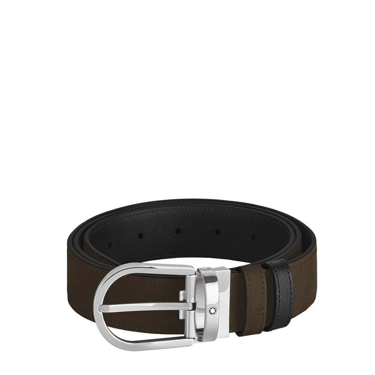 Ceinture hommeMontblancCeinture Réversible Horseshoe Montblanc 35 mm en Suede Noir/Marron