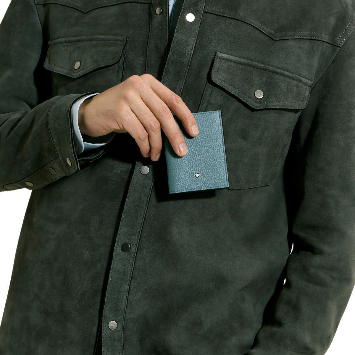 PortefeuilleMontblancMini Portefeuille 4cc Montblanc Grainé Bleu