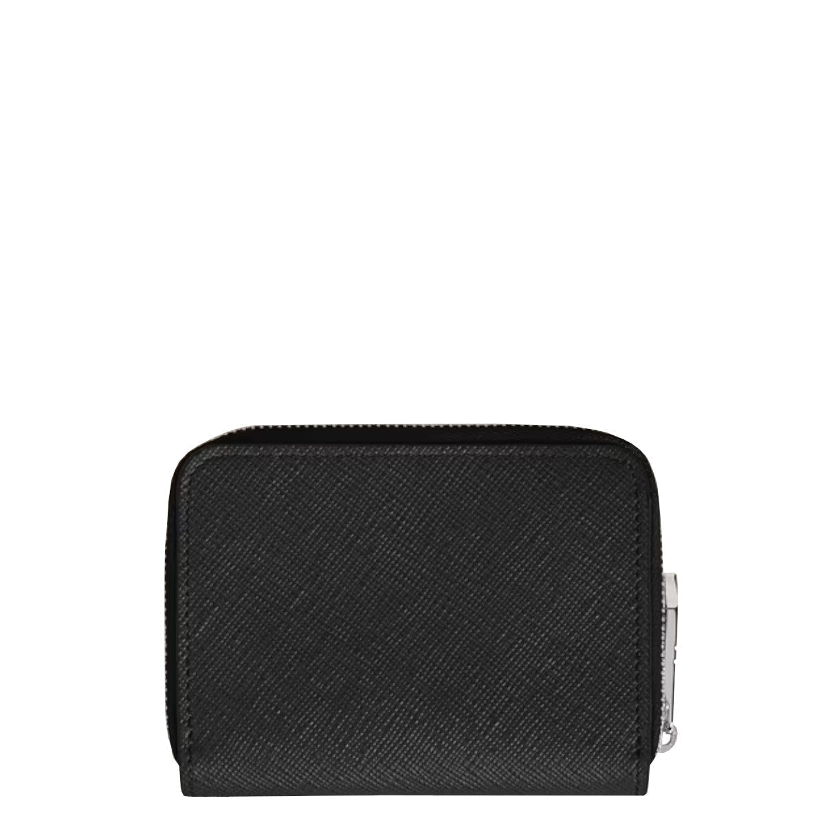 PortefeuilleMontblancMini Montblanc Mini-Portemonnaie mit 2 Kartenfächern, Reißverschluss, aus schwarzem Sartorial-Leder