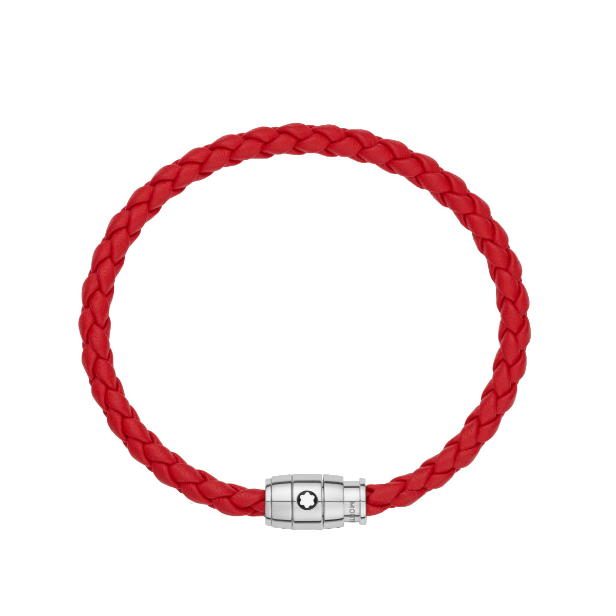 Bracelet Montblanc en acier et cuir rouge avec fermeture à 3 anneaux