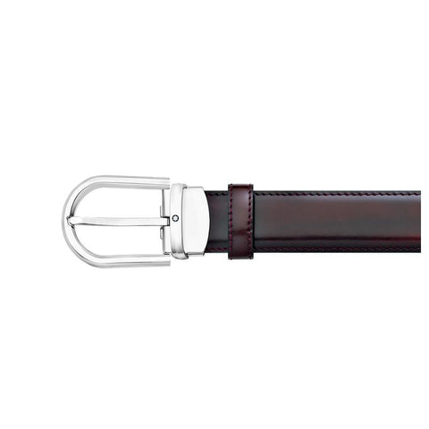Ceinture à boucle fer à cheval de 30 mm en cuir bordeaux