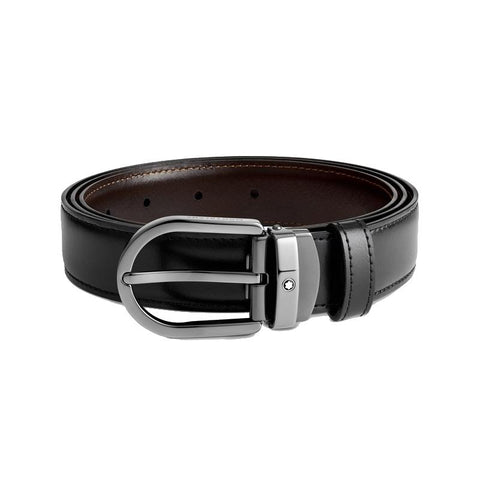 Ceinture réversible à boucle fer à cheval de 30 mm en cuir noir/marron