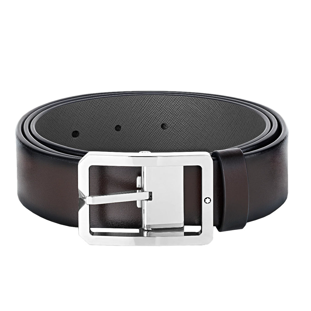 Ceinture réversible de 35mm en cuir marron/gris