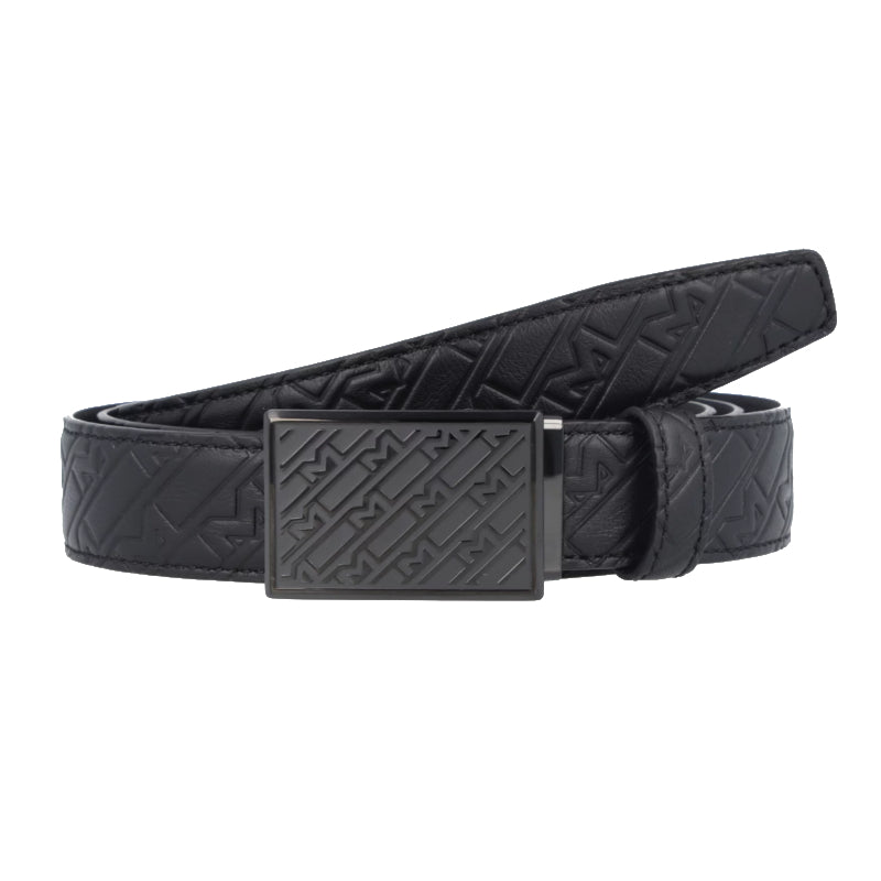 Ceinture Imprimée Boucle Plaque Montblanc Noire