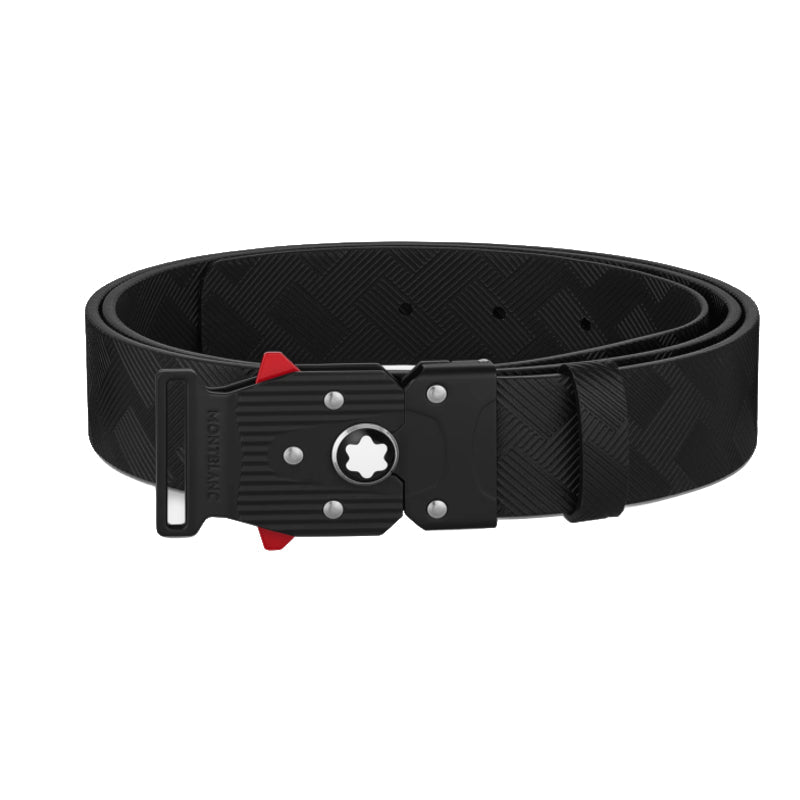 CeintureMontblancCeinture Montblanc de 35 mm En Cuir Noir Imprimé Avec Fermoir M Lock 4810