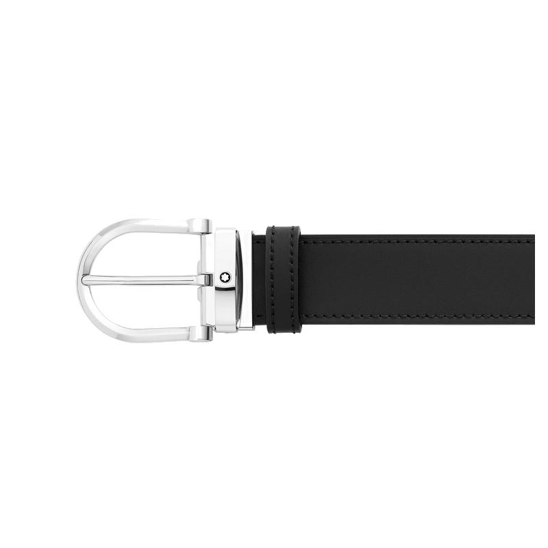 CeintureMontblancCeinture réversible à boucle fer à cheval de 35 mm en cuir noir/marron